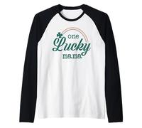 Trendy Apparel St. Patrick's Day One Lucky Mama Rainbow Logo Maglia con Maniche Raglan