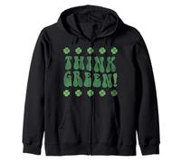 Trendy Apparel St. Patrick's Day Think Green Distressed Logo Felpa con Cappuccio