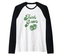 Trendy Apparel St. Patrick's Day Think Green Distressed Logo Maglia con Maniche Raglan