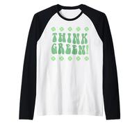 Trendy Apparel St. Patrick's Day Think Green Distressed Logo Maglia con Maniche Raglan