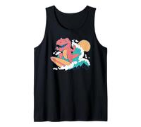 Trendy Apparel T-Rex Dinosaur Surfing On A Big Ocean Wave Canotta