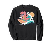 Trendy Apparel T-Rex Dinosaur Surfing On A Big Ocean Wave Felpa