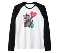 Trendy Apparel Valentine's Day Dump Him Cute Kitten with Bow Maglia con Maniche Raglan