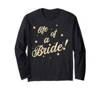 Trendy Apparel Wedding Life of A Bride! Star Studded Logo Maglia a Manica