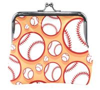 Trendy Baseball Arancione Personalizzato In Pelle Sacchetto Della Moneta Delle Donne Ragazza Fibbia Bacio Blocco Carta Cambiamento Borsa per la Moneta, Trendy Baseball Arancione, OneSize