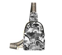 Trendy Black and White Vintage Flowers piccole borse a tracolla leggeri piccoli marsupi per escursioni, Fiori vintage in bianco e nero, 1 size