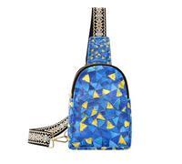 Trendy Blu e Giallo Pittura A Olio Senso Triangolo piccolo fanny pack carino borse a tracolla per le donne per il pacchetto di giorno, Triangolo di senso della pittura a olio blu e giallo, 1 size