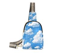 Trendy Blue Sky e White Clouds borsa a tracolla da uomo leggero zaino a tracolla per le donne per l'escursionismo, cielo blu e nuvole bianche, 1 size