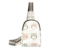 Trendy Boho Semplice Stile Gufo Pastello di Colore di cuoio fling bag leggero borse fanny pack petto per il viaggio, boho semplice stile Gufo colore pastello, 1 size