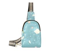Trendy Cartoon Blue Sky e White Clouds piccola borsa a tracolla impermeabile zaino borsa per le donne per il giorno pack, Cielo blu e nuvole bianche dei cartoni animati, 1 size