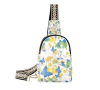 Trendy Cartoon Cute Blue Butterfly Elf borsa a tracolla multiuso crossover borse per le donne per l'escursionismo, Elfo farfalla blu carino cartone animato, 1 size