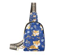 Trendy Cartoon Cute Yellow Tigers pelle fanny pack impermeabile borsa a tracolla per le donne per l'escursionismo, Cartone animato carino giallo Tigri, 1 size