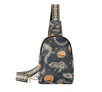 Trendy Cartoon Evil Halloween Coccodrillo Zucca fanny pack pannolino leggero spalla fanny pack per il viaggio, Zucca di coccodrillo di Halloween del fumetto, 1 size