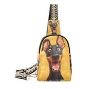 trendy Cartoon Funny Dogs Happy bag per le donne in pelle piccoli pacchetti di marsupio per l'escursionismo, cartone animato, divertente, cani, felice, 1 size