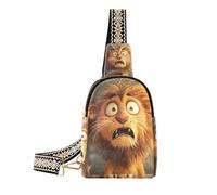 trendy Cartoon Funny Lion Fear fanny pack pannolino antifurto viaggio fanny pack per escursioni, cartone animato, divertente, leone, paura, 1 size