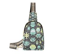 Trendy Cartoon Green Aliens e Spaceship borse per gli uomini robusto marsupio per le donne per il viaggio, Cartone animato, verde, alieni, e, astronave, 1 size