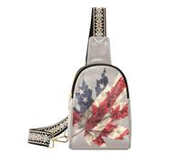 trendy Cartoon Leaf Flag 4 luglio Independence Day borsa a tracolla uomo carino marsupio per le donne per pacchetto giorno, cartone animato foglia bandiera 4 luglio Giorno dell'Indipendenza, 1 taglia