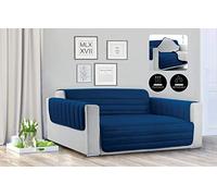 Trendy Copri Divano Trapuntato, Tela, Blu Scuro/Grigio Chiaro, 1 POSTO