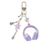 Trendy Cuffia A Forma Di Portachiavi Borsa Ornamento Del Telefono Lanyard Caratteristica Star Musica Note Per Studenti E Gli Amanti Della Musica Creativo, Viola, Keychain