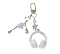 Trendy Cuffia A Forma Di Portachiavi Borsa Ornamento Del Telefono Lanyard Caratteristica Star Musica Note Per Studenti E Gli Amanti Della Musica Creativo, Blu, Keychain