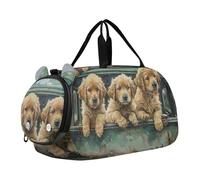 Trendy Daisy Floral Nero Carry on Duffel Bag Ragazzi Weekender Pernottamento Ragazze Duffle Bags Travel Tote Bambini Palestra Duffle, Carino Cuccioli Blu Auto, classico