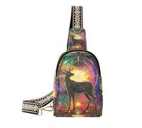 trendy Deer Neon Mistero Tarocchi Carte fionda borsa a tracolla in pelle cross body fanny pack per il viaggio, Deer Neon mistero Tarocchi carte, 1 size