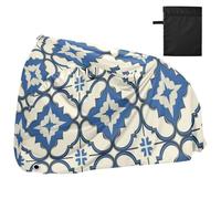 Trendy Europe Quatrefoil Pattern Blue Copertura impermeabile per bici con fori di bloccaggio Indoor Outdoor Storage Exercise Bike Cover Adatto per la maggior parte dei kit para