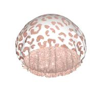 Trendy Faux Rose Gold Glitter Ombre Leopard,Cuffia da doccia, cuffia da notte, doppio strato, impermeabile, elastica, riutilizzabile.
