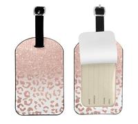 Trendy Faux Rose Gold Glitter Ombre Leopard,Etichette per bagagli in pelle PU, etichette per bagagli resistenti da viaggio, 2 pezzi