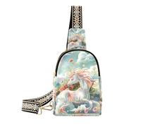 Trendy Flying unicorns piccola borsa a tracolla leggera cross body fanny pack per escursionismo, Unicorni volanti, 1 size
