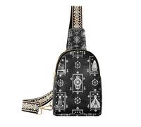 Trendy Gothic Black Astrological Tarot piccola borsa a tracolla leggera donna crossbody fanny pack per escursionismo, Tarocchi astrologici neri gotici, 1 size