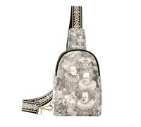 Trendy grigio e bianco Cartoon Circus Clown impermeabile borsa a tracolla antifurto carino borsa a tracolla per il viaggio, Grigio e bianco cartone animato clown circo, 1 size
