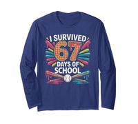Trendy I Survived 67 Giorni di Scuola Meme Six Seven Brain Rot Maglia a Manica