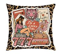 Trendy Leopard Print Western Cowgirl Howdy Funky Y2K Preppy Boots Hat Stars Fodera per Cuscino Comodo Federe Cuscini Elegante Fodere Cuscini per Balcone Terrazza Salotto 45X45Cm