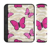 Trendy Magenta Farfalla Khaki Onda 2 Pack seggiolino auto Imbottiture per cinghie, Più Comfort Guidare, Car Seat Belt Covers per la maggior parte delle auto Berline Aereo 25,4 x 19,6 cm Protector para