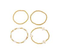 Trendy Multistrato Croci Fascino Perle Perline Set Impilabile Per Le Donne Degli Uomini Casual Party Wear Trendy Croci Catena Set, Misura unica, come descritto