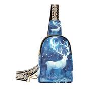 trendy Mystical Moonlit Blue Elk borsa a tracolla multiuso in pelle borse a tracolla per le donne per l'escursionismo, mistico alce blu chiaro di luna, 1 size