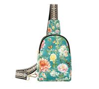 Trendy Nature Dahlia Teal Floral Flower Travel fanny pack antifurto per le donne fanny pack per escursioni, Natura Dahlia Teal fiore floreale, 1 size
