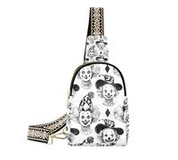Trendy nero e bianco Cartoon Circus Clown borsa a tracolla moda sopra borsa a tracolla per giorno pack, Bianco e nero cartone animato clown circo, 1 size