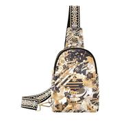 Trendy Nero e Oro Giapponese Vintage Doll piccola borsa a tracolla antifurto crossover borse per le donne per l'escursionismo, Bambola vintage giapponese nera e oro, 1 size