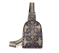 Trendy Oro Scuro Europeo Vintage Fiori Crossbody Sling Bag Multiuso Spalla Fanny Pack per il viaggio, Fiori vintage europei oro scuro, 1 size