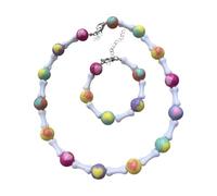 Trendy Ossa E Cuore Perline Braccialetto Della Collana Per Tutto Il Giorno Comfort Per Le Donne Alla Moda E Gli Animali Amanti Gioielli Di Moda Set