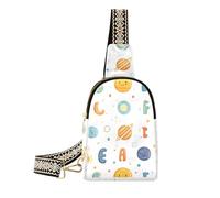 Trendy Outer Planets e Alphabet White fanny pack borsa carino borse a tracolla per le donne per l'escursionismo, Pianeti esterni e alfabeto bianco