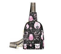 trendy Peach Bears Paisley Black womens fanny pack carino borsa da viaggio per gli uomini per il viaggio, Peach Bears, paisley nero