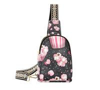 Trendy Peach Black Cartoon Cute Popcorn piccolo fanny pack in pelle crossbody fanny pack per il viaggio, Popcorn carino cartone animato nero pesca, 1 size