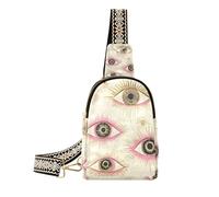 trendy Peach Gold Mysterious Evil Eyes spalla fanny pack borse carine per le donne crossbody per il viaggio, Oro pesca misterioso occhi malvagi, 1 size