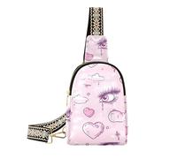 trendy Peach Heart Anime Cartoon Eyes crossbody fanny pack robusta borsa a tracolla per le donne per il giorno pack