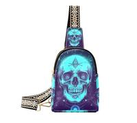 Trendy Pirate Skull Neon Mistero Tarocchi Carte in pelle borse a tracolla in pelle piccola borsa a tracolla per il viaggio, Teschio pirata Neon mistero Tarocchi carte, 1 size