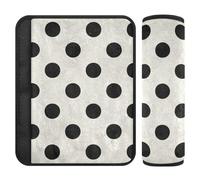 Trendy Polka Dot Nero Beige 2 Pack Auto Seat Strap Covers, Protegge il collo e le spalle, Cintura di sicurezza per Adulti per la maggior parte delle auto SUV Bag 25,4 x 19,6 cm forro para cinturon de