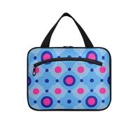 Trendy Polka Dot Pesca Blu Hanging Travel Toiletry Bag per le donne con gancio, Designer Multifunzionale Medicina Borse per la mamma Bagno Bolsa para maquillaje L